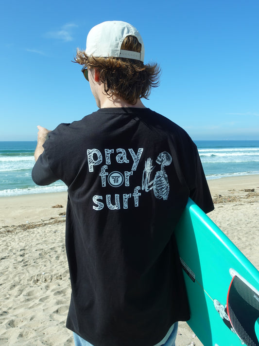 FTF PRAY FOR SURF WHITE INK - Men’s premium heavyweight tee