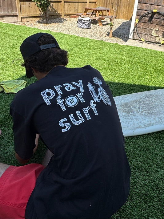 FTF PRAY FOR SURF WHITE INK - Men’s premium heavyweight tee