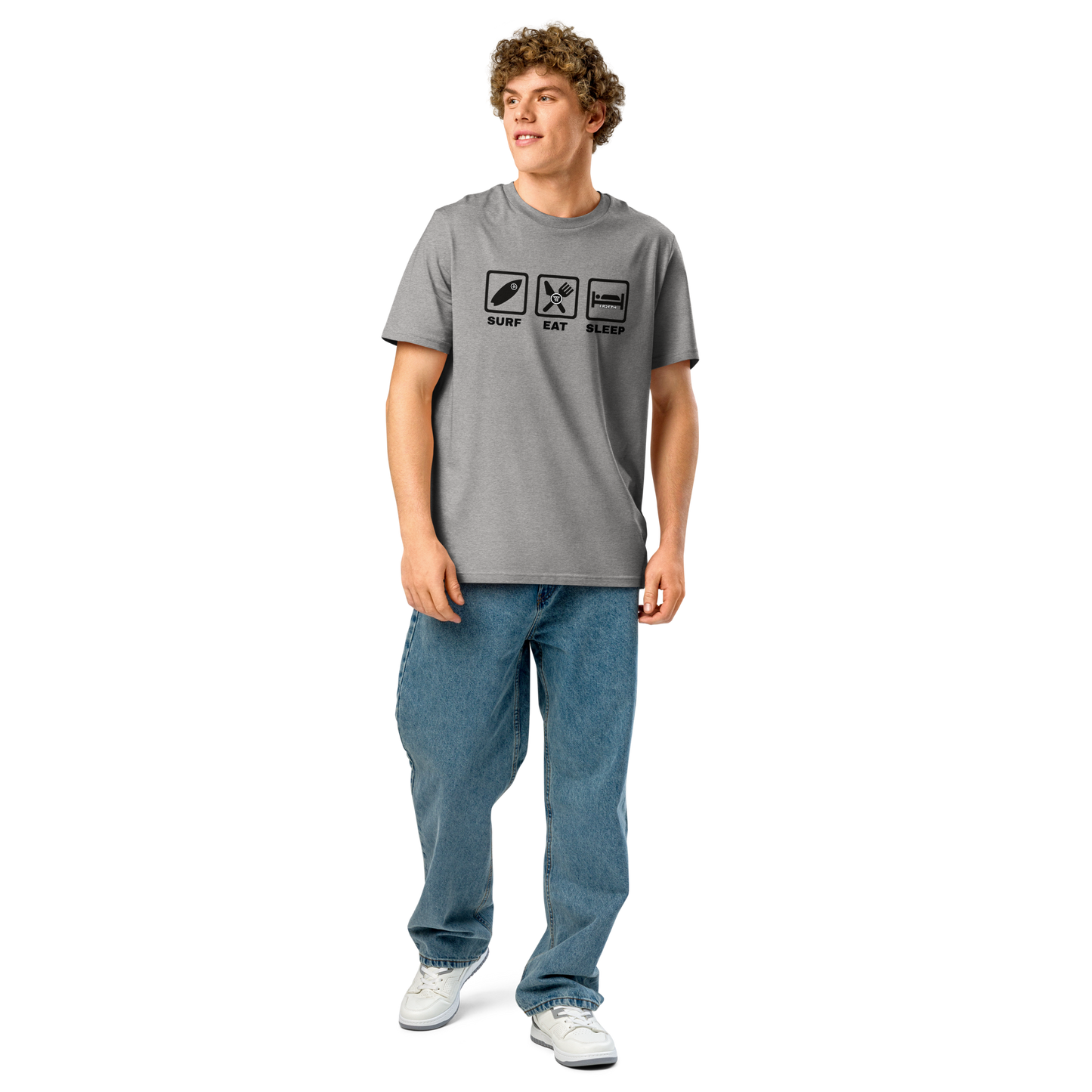 FR2FTH SURF EAT SLEEP - Unisex organic ribbed neck t-shirt